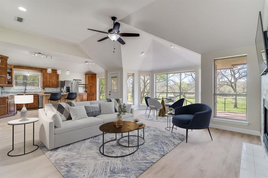 Beautiful 2.8 acre Waterfront double lot with stunning views on the river with a single HOA assessment. This fantastic home has been completely remodeled, is move-in ready and includes appliances. This home offers a spacious, light and bright, open concept kitchen and living area. The living room has beautifully tiled wood burning fireplace, vaulted ceilings and lots of windows overlooking the back acreage toward the river. The kitchen includes a custom island, brand-new granite countertops and all new appliances. The bedrooms are split for privacy. The large primary bedroom boasts an equally large en-suite bathroom and huge walk-in closet. For convenience the laundry room is adjacent to the primary and includes a washer new in 2022. The second bath has a newly built frameless glass, designer tile walk-in shower and brand-new granite countertop and sink. Bedroom two has beautiful wood flooring and both bedrooms two and three could function office or bedroom. Most of the floors throughout the home are new and feature easy care luxury vinyl plank, wood and tile. Outside you have an oversized wood deck plus a stone patio on which to enjoy the breathtaking sights of the Brazos River and the surrounding wildlife. This is one of the few multi-acre properties on the river. This home includes many new appliances: water heater, Samsung air-fry range, under counter drink fridge, KitchenAid fridge and dishwasher, and washing machine.
The house is outside the flood plain and does not require flood insurance.
Pecan Plantation features 2 golf courses, swimming pools, tennis and pickleball courts, dog park, river parks, stables, shopping and medical facilities and so much more! Come fall in love with your new Riverfront home.
Notice - Agent is Owner. Buyers Agent to confirm all information.