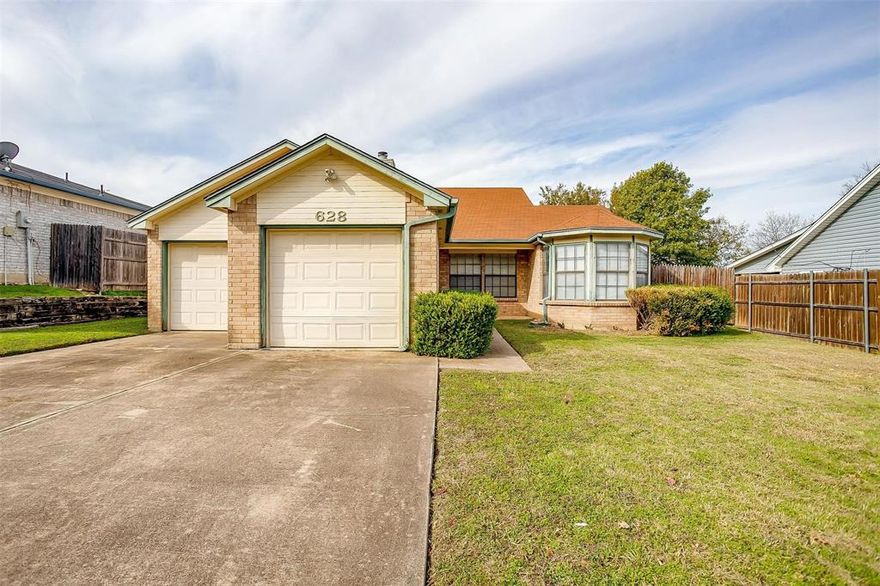 Convenient & Affordable 3 bedroom 1 Story Brick 3 Bedroom, 2 Bath, 2 Car Garage Home located about 15 minutes from Downtown Fort Worth. With Easy Access to Loop 820 and I-30 for faster commutes around the city this is an ideal location. The Floorplan features an eat in kitchen with tile floors and white cabinetry. The living room with vaulted ceiling showcases a floor to ceiling brick fireplace with built in cabinetry. This home would be an ideal Investment Opportunity for your portfolio, first home and or a home to downsize to. With Vision and a bit of TLC this home could be gorgeous and is waiting for your personal touch. Minutes from Lockheed Martin, Tarrant County College, Lake Worth, Marine Creek Lake, Eagle Mountain Lake & the Naval Air Station Joint Reserve Base in Fort Worth. The spacious fenced backyard overlooks the Elementary school field & is within walking distance.
