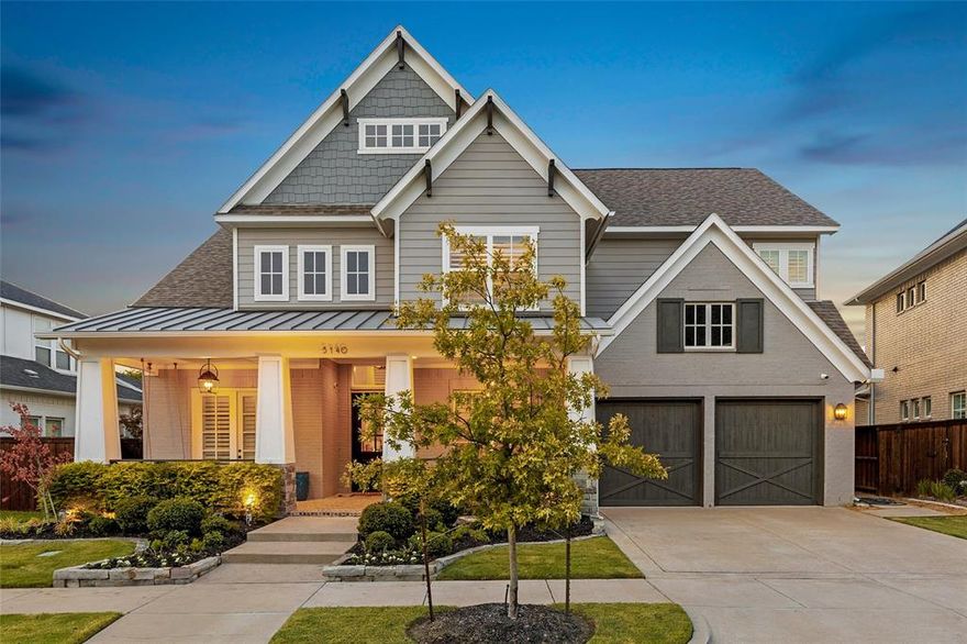 This move-in ready masterpiece is located in the highly sought-after Austin Waters. Situated on a scenic creek lot, this custom home offers breathtaking open views and an exquisite designer backyard.  Featuring 5 bedrooms, 5 bathrooms, an office, game room, living room, media or gym, dining area, mud room, and a 3-car tandem garage, this home has it all. Every detail was considered. Come see all the fine details including a first floor guest room and primary suite featuring two luxurious custom closets. Step into the backyard oasis and immerse yourself in luxury, complete with a custom pool featuring waterfalls, a cabana with outdoor kitchen, lush artificial turf, in-ground trampoline, and oversized patio with a fireplace and electric screen to shade the sun or keep bugs out. Austin Waters is known for its welcoming community and custom homes. With Grandscape, Legacy West, Shops at Legacy, and Arbor Hills Nature Preserve just minutes away, convenience is at your fingertips.