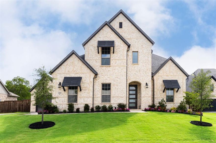 Welcome to this elegantly designed, must-see home that truly has it all.  From the moment you step inside, you're greeted by soaring 20-foot ceilings, a lovely chandelier and a cascading staircase that sets the tone for luxury throughout.  This spacious residence features 4 bedrooms, 3.5 bathrooms, a media room, game room, study and a 3-car garage- perfect for modern living and effortless entertaining.  The gourmet kitchen is a chef's dream, outfitted with custom cabinetry, gleaming quartz counter tops and high-end upgraded appliances, making it the heart of the home.  The primary suite offers a serene retreat, complete with a spa-like bathroom featuring a luxurious custom shower.  Outside, a large patio awaits, ideal for gathering with friends and family or simply enjoying a quiet evening under the stars.  Additional standout features include integrated smart home technology with control 4 connectivity and a whole-house Generac backup generator, ensuring uninterrupted comfort and security. This home blends style, comfort and functionality-making it a standout choice for those seeking refined living with thoughtful details at every turn. Some photos are virtually staged.