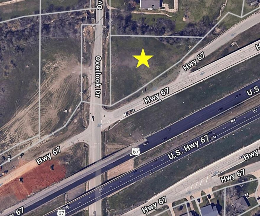 Corner lot with Highway 67 frontage. Currently zoned commercial.