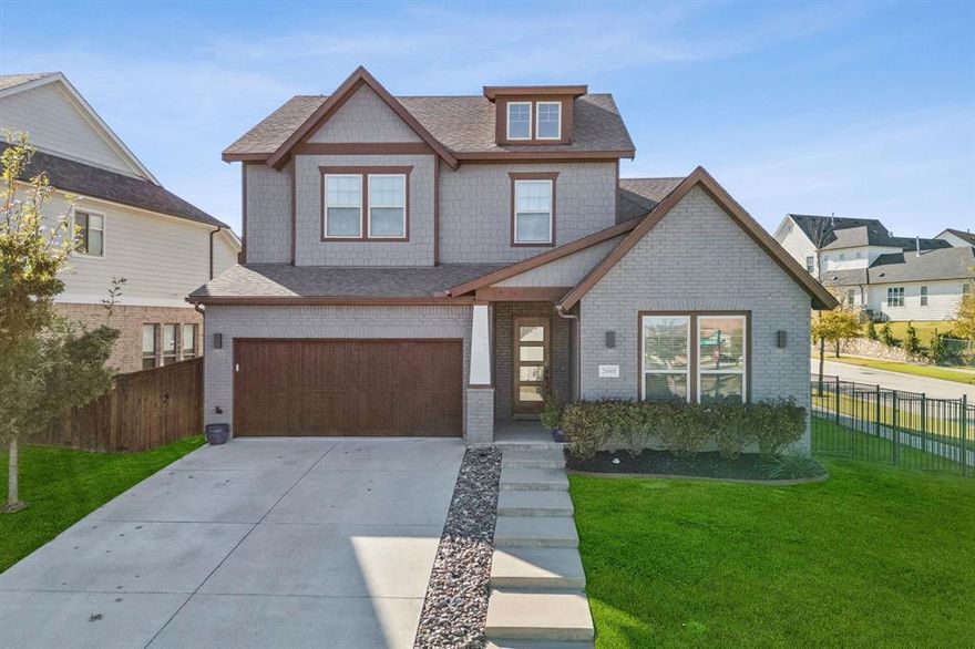 Built in the heart of Walsh in Aledo ISD, this 4 bedroom home is perfectly positioned just one block from Walsh Elementary, Crescent Park, and Theatre Park, and is surrounded by friendly neighbors and a true sense of community. The floor plan is a standout and was designed for both everyday living and effortless entertaining.

The main level offers bright, open living spaces, an open kitchen, and a large dining area with a built in buffet that is ideal for hosting. A private guest bedroom with its own full bath is located downstairs, along with an additional half bath for visitors. A dedicated office on the main level provides a quiet work space, while the living areas flow seamlessly for gatherings and daily life.

Upstairs, you will find a built in study desk, two large secondary bedrooms, and a spacious flex room that can function as a media room, game room, secondary office, or even a 5th bedroom. The primary suite is generously sized with room for a sitting area, and the primary bath features separate sinks, abundant counter space and storage, plus a super shower upgrade.

The location provides quick access to the Walsh gym, pools, and community amenities, as well as the walking and biking trails that connect the neighborhood. Walsh residents enjoy an unmatched lifestyle with the athletic club featuring a gym, movement studio with weekly classes, and locker rooms, two resort style pools, a makerspace with a woodworking shop and 3D printer, tennis and pickleball courts, basketball and sand volleyball courts, dog parks, playgrounds, stocked fishing lakes, planned neighborhood events, and community security. Front yard maintenance and high speed internet are included in the monthly dues.

With the school and parks just around the corner and the best of Walsh right outside your door, this home offers a truly walkable lifestyle. **Buyers may receive a 1% credit toward closing costs with the preferred lender!**