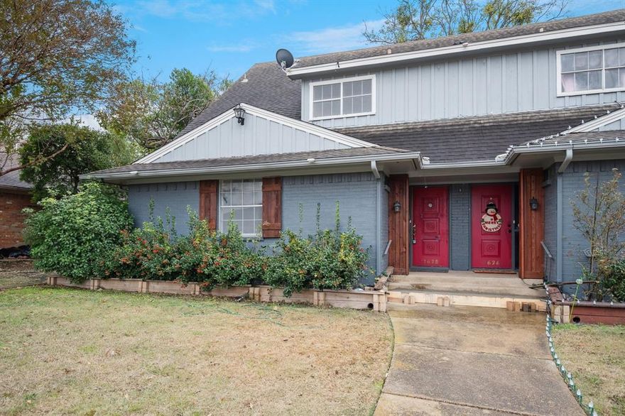 7628 IS THE AVAILABLE SIDE FOR RENT! Great location, in walking distance to award winning school. Spacious den with WB fireplace new wood type flooring, large master bedroom downstairs with walk in closet, a built in desk and separate vanity area. Both bedrooms upstairs have walk in closets. Newly painted, new wood flooring and new carpet in all bedrooms. Also, new light fixtures and new appliances. Washer and dryer included in unit. Two car carport and private yard. Close to Fretz Park Library with a water park which would be great for your family. Near shopping malls and eating establishments, easy access to I-75, I-635, and the DNT. Come see!. Rent includes professional yard care. Service animals must have valid papers for documentation. Rent includes professional yard care.