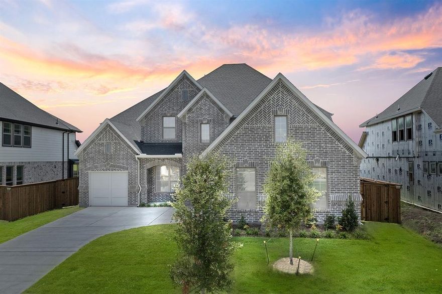 MLS# 20984072 - Built by Coventry Homes - Const. Completed Aug 05 2025 ~ Located in the highly sought-after Mansfield ISD, this stunning 4-bedroom, 3.5-bath home offers the perfect blend of elegance and functionality. Featuring a 2-car garage and a separate 1-car front-load garage, this home is designed for both convenience and curb appeal. A grand curved staircase makes a striking first impression, leading into an open-concept layout with light LVP flooring. The chef’s kitchen boasts elegant white cabinets, quartz countertops, and ample prep space. The primary suite is a true retreat with a charming bow window. Enjoy endless entertainment with a Texas-sized patio, a dedicated media room, and a game room. Don’t miss this incredible opportunity!