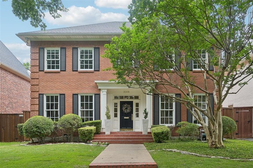 This classic, timeless University Park home is situated on a tree-lined street with close proximity to Snider Plaza and SMU. In total this home plus guest quarters features 5 sleeping areas, 5.1 baths, and 4 fireplaces!  The entry of the main house is flanked by a living room with a fireplace plus wet bar and a dining room with adjacent, climate-controlled cedar wine cellar for 1400+ bottles. The chef's kitchen offers Viking appliances including a built-in refrigerator, double ovens, induction cooktop, and warming drawer; dual sinks; microwave; quartz finishes; a breakfast bar with Murano pendant lighting; coffee bar; and an attached breakfast room. The kitchen opens to the family room with fireplace, built-ins, and a wall of windows overlooking the sparkling pool. Rounding out the downstairs is a powder bath. Upstairs the spacious primary suite has a fireplace, walk-in closet, dual sinks, a Bain Ultra jetted tub, separate shower, and a second vanity area. Two secondary bedrooms share a full bath while a third is ensuite. Rounding out the upstairs is a utility room with built-ins and which is plumbed for a sink. In addition to the generous main house, this home boasts 580 square feet of guest quarters above the garage. This studio living space has a full kitchen (including an induction cooktop and convection microwave), fireplace, outdoor sitting area, separate HVAC, and a private entrance making it perfect for overnight guests. A full pool bath is located on the ground level of the garage. Outside the backyard is made for entertaining with a covered brick patio, pool, and attached spa. Addl amenities: interior and exterior Sonos sound systems; roof replaced in 2023; two-car detached garage. Please see list of additional home features and seller improvements in the MLS Transaction Desk. This is a move-in ready, must-see home in the Park Cities!