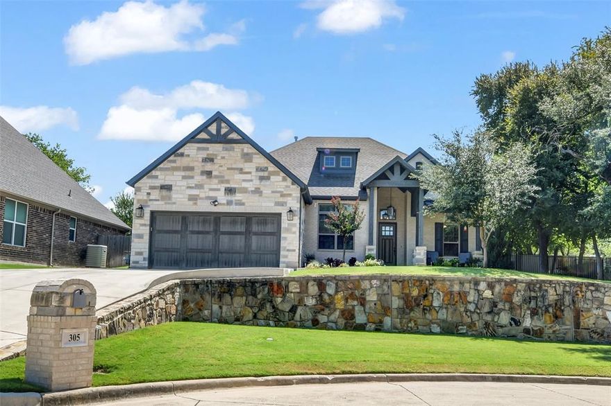 Beautiful home located in a private gated community near Eagle Mountain Lake, this stunning 3-bedroom, 2-bath home also features a spacious office and an open-concept kitchen and living area, perfect for both everyday living and entertaining. The kitchen shines with decorative lighting, a large island, gas stove top and a spacious walk-in pantry. Wood-look tile flows throughout the main living areas and hallways.

The split-bedroom floorplan offers privacy, with the primary suite boasting a spa-like bath and an oversized walk-in closet that conveniently connects to the utility room. Enjoy relaxing on the private covered patio with a dedicated gas hookup for grilling overlooking the beautifully landscaped yard.

Nestled in a peaceful neighborhood yet close to town, this home truly has it all—and as a bonus, a 75 inch smart TV stays! This home is move-in ready!