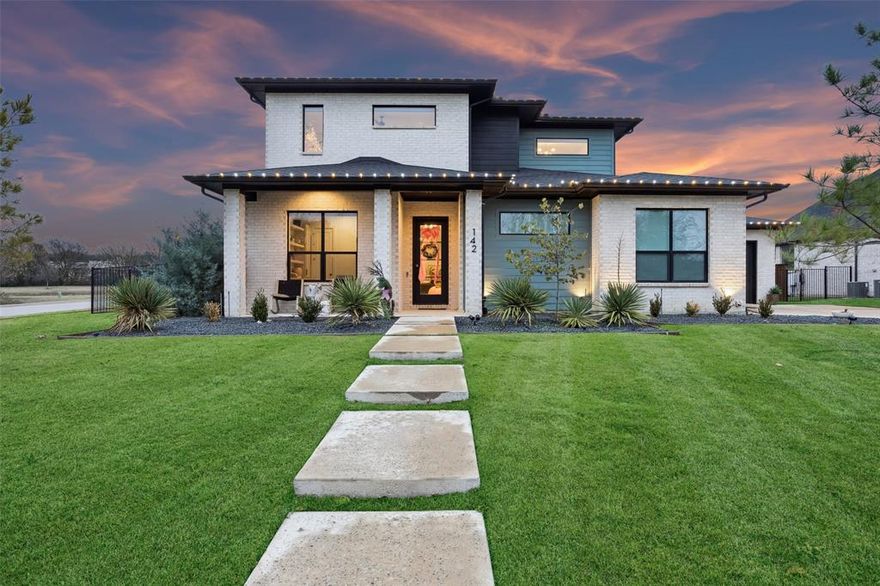 Stunning 2021-built home located in the highly sought-after Lakes of Argyle community! This beautifully designed residence offers 3 bedrooms and 3 full baths with an open floor plan, modern finishes and exceptional functionality throughout. Step inside to find gorgeous hardwood flooring and a spacious living room anchored by an elegant, modern gas fireplace, the perfect centerpiece for gathering with family and friends. The chef-inspired kitchen boasts a massive island, abundant cabinetry, stainless steel appliances, and a double oven, making meal prep and entertaining effortless.  The primary suite is conveniently located downstairs and features an updated ensuite bathroom with premium finishes. An additional full-sized bedroom and full bath are also located on the main level, offering flexibility for guests or multigenerational living. Upstairs, you’ll find a third full-sized bedroom and full bath, creating a private retreat for family or guests. A spacious game room offers incredible versatility and could easily function as a fourth bedroom, home office, or media space. Step into your backyard oasis complete with a covered patio designed for outdoor entertaining. Enjoy your expansive yard space and a beautiful in-ground pool, perfect for sunny days, relaxation, and play. Located in the award-winning Argyle ISD, this home offers premier convenience just minutes from major highways, retail, and dining options. Modern, stylish, and move-in ready, this one truly has it all.