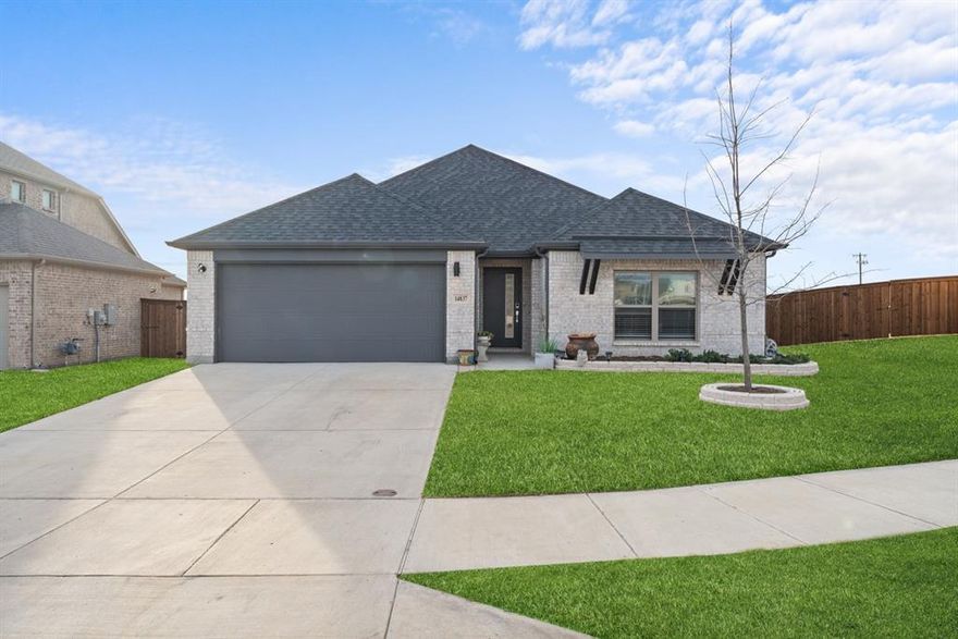 Beautifully upgraded 1-story home with 1,982 sq ft, 3 beds and 2 baths in a quiet neighborhood with pool and playground amenities. Open-concept layout features custom built-ins, an electric fireplace, and a stylish kitchen with quartz counters, stainless appliances, and a large island. Primary suite offers a walk-in closet and spa-like bath. The highlight is the 15’ x 15’ covered patio—perfect with fire place for entertaining. Move-in ready with tankless water heater, irrigation, and low-maintenance landscaping!