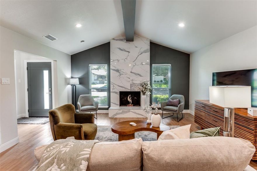 Welcome to Crest Meadow Estates, where timeless charm meets modern living. This beautifully reimagined half-duplex is one of the neighborhood’s true gems—offering the rare convenience of an attached two-car garage, a luxury in a community where most homes provide only carports. Every detail of this residence has been thoughtfully renewed over the past five years, balancing today’s design sensibilities with the peace of mind that comes from having had major updates done for you: foundation and sewer line replacement, plumbing, and a full interior refresh from ceilings to floors.
Step inside to discover oversized rooms, sunlit interiors, and an open-concept living, dining, and kitchen space designed for both everyday comfort and effortless entertaining. A breathtaking full-wall marble fireplace creates a striking centerpiece—equal parts dramatic and inviting. The home offers three spacious bedrooms plus a private study with French doors, perfect for working from home or retreating with a good book.
Out back, a fenced and turfed yard provides a low-maintenance escape—ideal for pets, play, or simply relaxing outdoors. And with its enviable location in a quiet, established neighborhood, you’ll enjoy a rare blend of serenity and convenience just minutes from everything Dallas has to offer.
This is more than a home. It’s an effortless lifestyle in one of Dallas’s most sought-after enclaves.