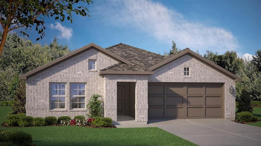 Beautiful new D.R. Horton home in the Highlands at Chapel Creek community located in Fort Worth and White Settlement ISD! The single-story Texas Cali Floorplan, Elevation C, with an estimated Summer completion, offers 4 bedrooms, 2 bathrooms, and a 2-car garage with a spacious open-concept layout designed for modern living. The family room, cozy nook, and contemporary kitchen blend together seamlessly, creating an inviting central gathering space ideal for both everyday comfort and entertaining. The chef-inspired kitchen features quartz countertops, 36” upper cabinets with hardware, stainless steel appliances, a gas range, stainless steel sink, center island, and a walk-in pantry for ample storage. The private primary suite includes an en-suite bath with dual quartz vanities, a 5-foot oversized shower, and a walk-in closet located directly off the bathroom. Three secondary bedrooms and a full bathroom with a quartz vanity top offer flexibility for family, guests, or a home office. Luxury vinyl plank flooring is installed throughout all main living areas and wet zones for enhanced durability and easy maintenance. Built with energy-efficient construction and equipped with America’s Smart Home Technology, this home also includes a tank water heater for added convenience. Exterior features include a landscape package, full sprinkler system with rain sensor, privacy fencing. Residents enjoy community amenities such as a community pool, cabana and playground, with convenient access to DFW Airport, Fort Worth Nature Center, Sundance Square Downtown, shopping, dining, and more.