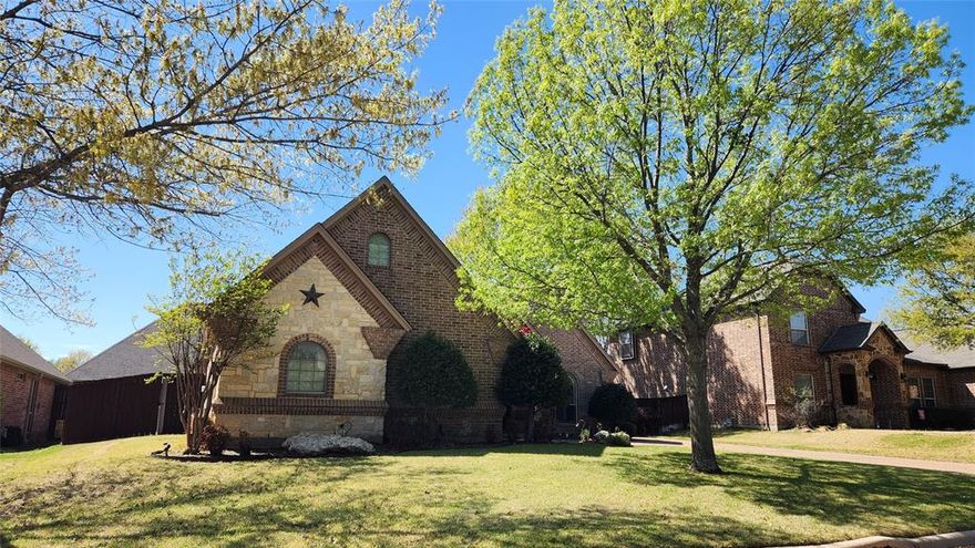 Immaculate custom-built home in Thomas Crossing, located on Southern Oaks Golf Course, is one you won’t want to miss. Bring your golf cart and clubs! This prime location is just minutes from I-35, shopping, dining, and a municipal airport. Featuring 3 bedrooms, 2.5 baths, a dedicated office, a gorgeous chef’s kitchen with a large island, double ovens and abundant cabinetry, breakfast area, family room, and formal dining room, all on the main level!  The home also includes a private upstairs retreat ideal for multiple purposes. The interior showcases plantation shutters throughout! The primary suite, located on the first floor, includes a sitting area, a luxurious bath with a jetted tub, separate shower, dual vanities, and an oversized walk-in closet. A striking entryway with a unique ceiling design sets the tone as you step inside. The quiet, private backyard offers generous space between neighbors and a nicely sized covered patio with an additional storage closet. Parking is conveniently located at your front door, complemented by a side-entry garage. This home features a 2021 Class 4 roof with a lifetime warranty! A move-in-ready home you can enjoy right away.