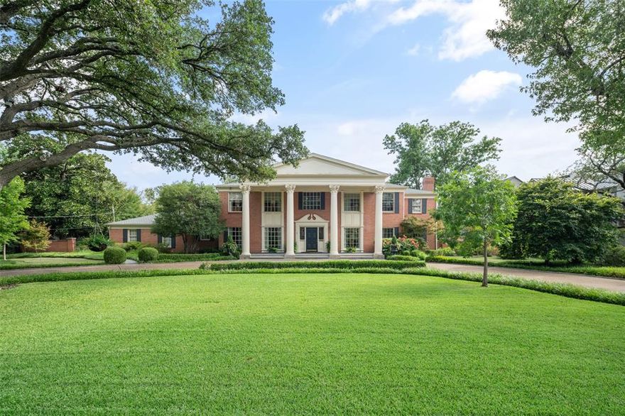 Heart of Preston Hollow on almost an acre, custom built home seamlessly blends traditional classic design with fresh colors and finishes.  Quartzite countertops and Miele appliances grace the kitchen, catering area and bar, opening to breakfast spot and den. Gracious formal dining room and living room flow into a beautiful library and study. Bright sunroom with fireplace overlooks the patio and pool. Additional room with full bath on the first floor could be used as a 4th bedroom. Take the stairs or elevator to the 3 en-suite bedrooms on the second floor. Primary bedroom is spacious enough to offer a seating area, updated bath and walk-in closet. Two additional bedrooms also have updated baths. A cozy and charming den with fireplace completes the second floor.  The .86 acre lot easily accommodates pool, large grassy yard area and guesthouse with Murphy bed, full bath, kitchen bar. Circular drive in front, 3-car garage entry off Falls Road in rear.