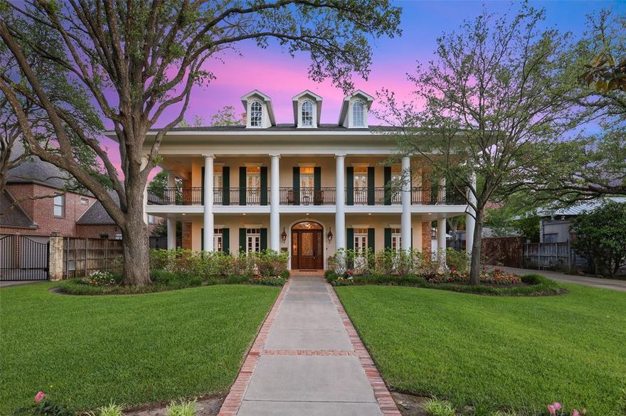 Welcome to this architecturally significant home in the heart of Preston Hollow. Situated on a 100x180 lot, with mature trees and landscaping offering both privacy and natural beauty. The home boasts 2 large living areas and 5 spacious bedrooms, providing ample space and comfort for families of all sizes. The chef’s kitchen extends onto a spacious family room and dining space with abundant natural light and a 22 ft ceiling.  The first floor features a primary bedroom suite, 2nd ensuite bedroom, a paneled private office and or library, and a dining room. The second floor has 3 large ensuite bedrooms, a craft room, a study area, an exercise room, and an expansive game room. The large outdoor patio and the wrap-around porches provide a peaceful place to enjoy the outdoors. Whether you're looking for a peaceful retreat or an entertainer's dream, this home has it all.