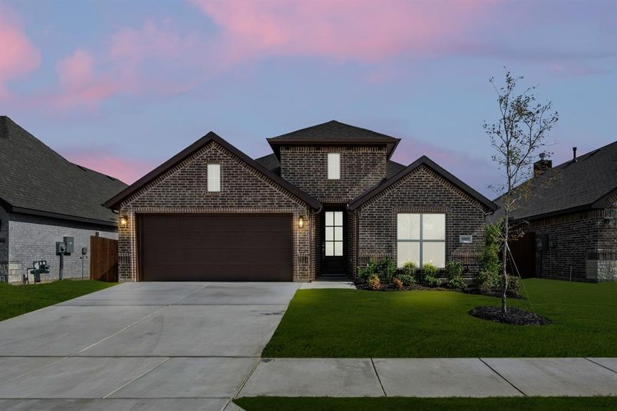 MLS# 21060579 - Built by Landsea Homes - Ready Now! ~ This charming one-story home offers 3 spacious bedrooms, 2 full bathrooms, and a thoughtfully designed open-concept layout. At the front of the home, two secondary bedrooms share a full bath and are conveniently located near the foyer. The heart of the home is the light-filled kitchen with a large island, walk-in pantry, and views into the dining nook and expansive family room, which includes a cozy fireplace and access to the covered patio. Tucked away in the back, the primary suite features a luxurious bath with separate vanities, a soaking tub, separate shower, and large walk-in closet. A private study near the utility room offers a quiet workspace or hobby room, and the 2-car garage adds convenience to this beautifully designed home.