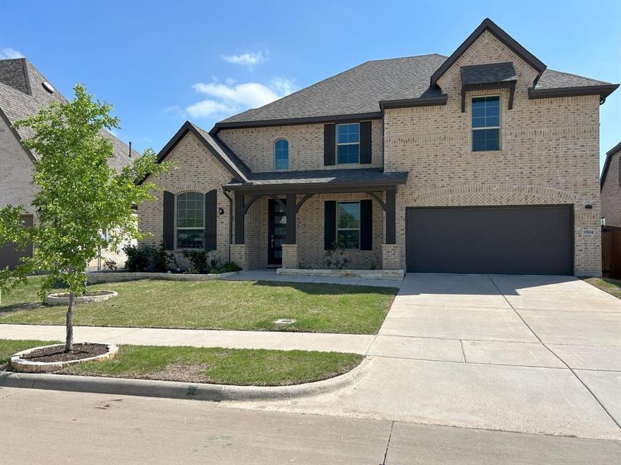 Spacious home in the Liberty Community of Melissa, TX, offers a blend of comfort, smart living, and family-friendly features. Built in 2022, the home includes five bedrooms with the primary suite on the main floor, three and a half bathrooms, and a three-car garage. The open floor plan features high ceilings, wood-look flooring, and a modern kitchen with granite countertops, a large island, and stainless steel appliances including range, microwave, and dishwasher. Washer and dryer are not included but garage hookups are available. Smart home features include a thermostat, keyless front-door lock, and Wi-Fi-enabled garage opener. The home also offers energy-efficient lighting and appliances. The fully fenced backyard includes a covered patio and opens to a greenbelt with a walking trail and nearby lake, perfect for outdoor activities. Located just minutes from top-rated Melissa ISD schools, parks, shopping, dining, and major highways like US-75 and Highway 121, the home is ideally situated for convenience. Small dogs and cats are welcome with a non-refundable pet fee and monthly pet rent. Applicants must have a minimum credit score of 660 and combined income of at least three times the monthly rent. A 12-month lease is required, along with an application fee, security deposit, and adherence to all HOA rules. Tenants are responsible for all utilities, backyard maintenance, and minor repairs under one hundred dollars. Smoking or vaping is not permitted on the property.
