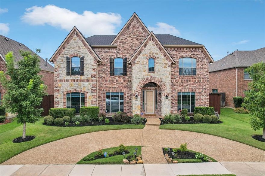 A+ PRIME LOCATION! Just a 5-minute walk to award-winning BASIS Charter School, this beautifully maintained Easting-facing home features a circular driveway and private garage access behind the fence, with a sliding gate and paved drive for added privacy. Recent updates include a new roof, gutters, and window screens (2023), new AC units (2021), new front and back fences (2021), and dual water heaters (2022). The light-filled interior showcases soaring ceilings, hardwood floors on the first level, and a bay window in the primary suite overlooking the peaceful backyard. Ideally situated near Heritage Yards Sports Complex, Russell Creek Park, and Lt. Russell A. Steindam Park, with convenient access to Legacy West, Shops at Legacy, Stonebriar Mall, The Star, Grandscape, and major corporate campuses. A rare combination of quality, style, and convenience in the heart of Plano!