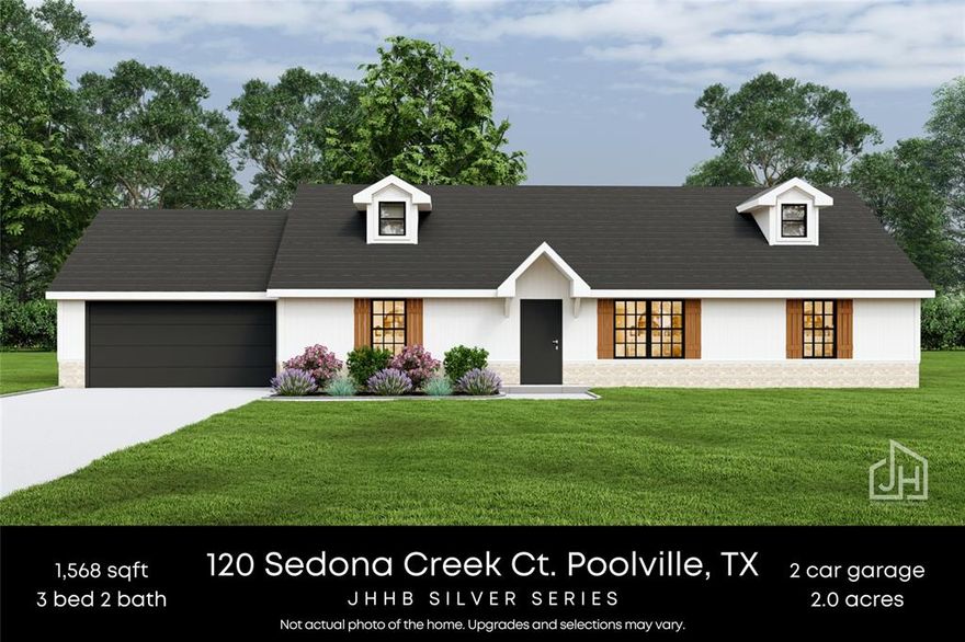 Enjoy the charm of country living in this brand-new John Hunter Home Builders’ Silver Series home, perfectly set on 2 private acres in Poolville. Offering 3 bedrooms, 2 bathrooms, 2 car garage, and 1,568 sq ft, this modern farmhouse combines timeless style with quality finishes for everyday comfort.

This home comes with landscape and sod package, upgraded GE slate appliances, farmhouse fixtures (black), and concrete driveway.

Ask about available builder incentives and make this beautiful new home yours!