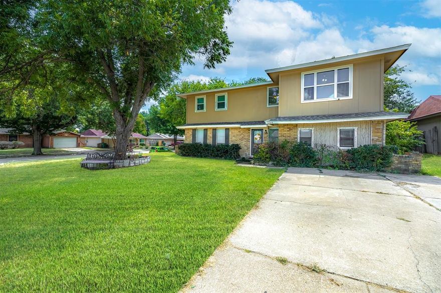 This beautiful 6 bedroom, 2.5 bathroom home in Haltom City sits on a desirable corner lot and offers plenty of space for comfortable living. The layout offers a spacious living area making it perfect for both daily living and entertaining. The primary suite provides a private retreat on the lower level, while the additional bedrooms are generously sized and versatile for family, and guests.  This floor plan also provides a bonus room and office which offers additional space.   Outside, the corner lot provides extra yard space with endless possibilities for play, gardening, or outdoor gatherings. Conveniently located near schools, shopping, dining, and major highways, this home combines comfort, function, and accessibility in a great location.