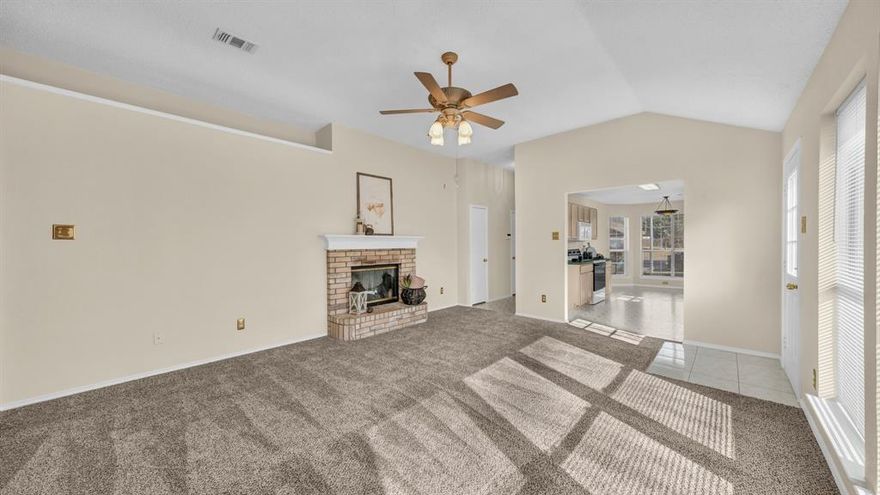 Tucked away on a quiet cul-de-sac in an established Burleson neighborhood, this inviting three-bedroom, two-bath home offers a sense of comfort the moment you arrive. Fresh interior and exterior paint and brand-new carpet create a crisp, move-in-ready feel, allowing you to simply unpack and settle in. Sunlight fills the open living spaces, where mornings begin with coffee in the dining area and evenings naturally flow into relaxed gatherings with family and friends. The kitchen offers generous cabinet storage and an easy connection to the main living area, keeping everyone close no matter the occasion. The private primary suite provides a peaceful retreat at the end of the day, complete with an en-suite bath and ample closet space, while two additional bedrooms adapt easily to guests, a home office, or personal hobbies. Step outside to the fully fenced backyard—perfect for quiet evenings under the Texas sky, weekend grilling, or watching pets play—with a storage shed adding everyday convenience. Just minutes from city parks, walking trails, and the Burleson Recreation Center, this home supports an active, connected lifestyle, while nearby shopping, dining, and quick access to major roadways make daily routines effortless. Here, small-town charm meets modern convenience in a place that truly feels like home.