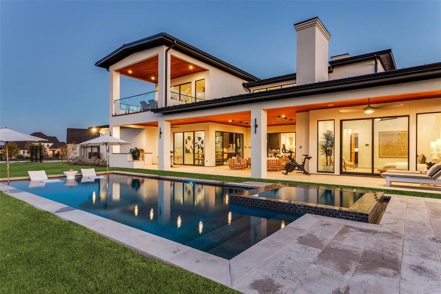 Nestled within the highly sought-after Cline Park section of Walsh Ranch, this custom home features 4 bedrooms, 5 baths and is the ultimate homeowner's retreat. Perfectly positioned in the neighborhood, the home offers beautiful views of the catch and release lake and easy walkability to the neighborhood amenities. Imagine weekends in your backyard oasis with an oversized covered porch equipped with a misting and heating systems. Relaxing in your swimming pool and heated spa, watching the game under your covered patio by the fireplace is pure entertainment for all. The superior modern features in this home are luxury at its finest. The contemporary architecture style and beauty make this home like no other. Zoned for Aledo ISD superior public schools and known to the locals as Title Town. This Bearcat nation is recognized for their academic achievements and athletic State titles. The neighborhood is conveniently located 12 miles west of downtown Fort Worth and 35 miles for DFW airport. Offering a resort like lifestyle, the community features several parks, lakes, swimming pools, pickleball courts, tennis courts, basketball courts, walking trails, and a neighborhood market-gas station. You will find residents cruising on their golf carts to the many community events and food trucks offered monthly.