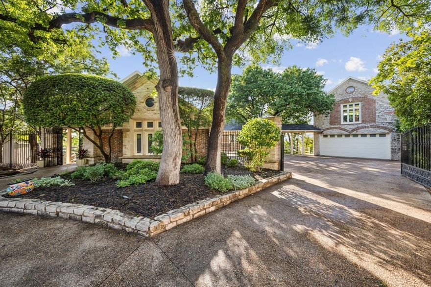 Nestled at the highest elevation in Trophy Club, this one-of-a-kind property blends luxury living with the serenity of nature. A tranquil, trickling water feature guides you along the stone walkway to the front entrance, setting the tone for the peaceful retreat within. As you step inside on the second level, you're immediately captivated by panoramic views through walls of glass that bring the outdoors in. The centerpiece of the living space is a stunning circular wood burning fireplace with a handcrafted hammered copper vent hood, a showstopper for your next party.  This home features Viking appliances and an elevator making all 3 levels convenient. Enjoy the seclusion of the third level media room, full bath, and a rooftop deck overlooking the golf course—perfect for watching fireworks from every direction and enjoying the festive glow of Trophy Club’s holiday lights from a bird’s-eye view.  The first level offers the primary suite, gym, three additional bedrooms, a spacious game room, and living area with direct access to the diving pool. Special features include 5 wood-burning fireplaces, Viking appliances, potential income producing living quarters with separate entrance above garage.  This is a rare gem in Trophy Club! Oct. 2025, just replaced all wood surfaces on all 3 decks with Trex Composite Decking.  25-year warranty on physical integrity, stain and fade resistance.  Exterior stairs also replaced!  See up updates in trans desk.