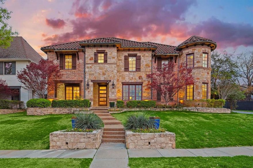 Nestled in the heart of Lakewood, this luxurious brick and stone home exudes elegance and sophistication. The stunning landscaping and upscale features throughout set a new standard in upscale living. Inside, the expansive layout includes 4 bedrooms, 4 full bathrooms, and 2 half bathrooms, as well as 2 living rooms, a media room, and a game room. The chef's dream kitchen boasts a center island and wine room, perfect for entertaining guests. The master suite is a true sanctuary with a walk-in shower, soaking tub, and cozy fireplace. All bedrooms, and the laundry room, are conveniently located upstairs, making laundry day a breeze. Outside, the backyard oasis beckons with a pool featuring water features, a spa, and an outdoor living area complete with a covered patio, fireplace, arbor covered patio, and grill. The location is unbeatable, just a short distance to White Rock Lake & less than 20 minutes to Downtown where you can enjoy plenty of dining & entertainment options.