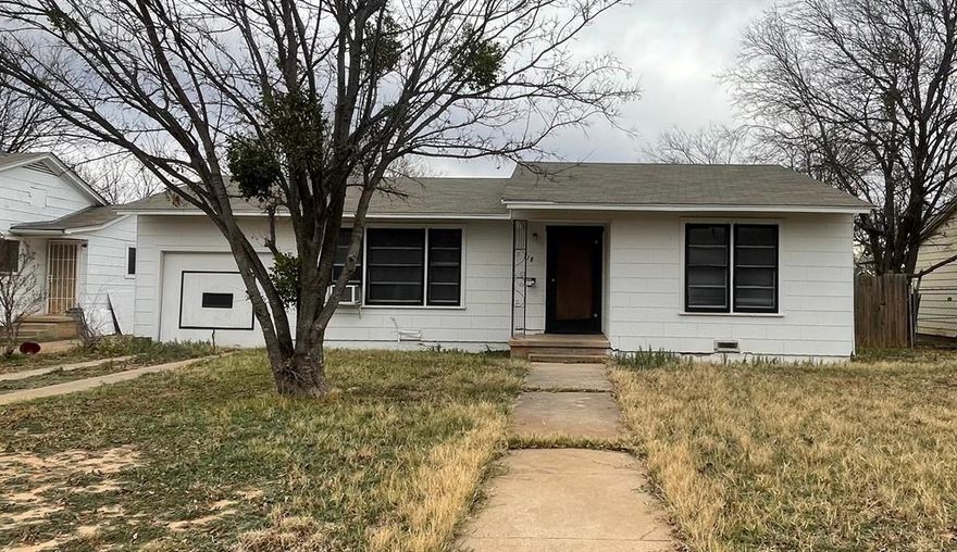 Just blocks to ACU this roomy 2 bedroom home has attached garage and large rear yard. To be sold AS- IS.