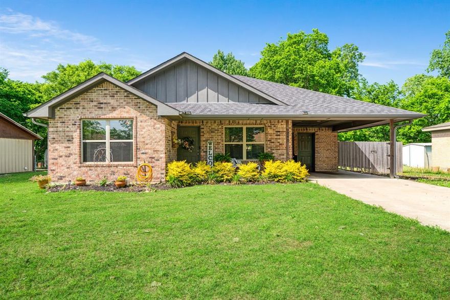 Welcome home! This charming 3-bedroom, 2-bath property in Prairiland ISD was built in 2022 and is move-in ready. You’ll love the open, spacious living area and the cozy eat-in kitchen with beautiful granite countertops. The home offers roomy bedrooms, great closet space, and a convenient laundry room with entry from the carport. Outside, enjoy a fenced backyard with a covered patio—perfect for relaxing or entertaining—plus a storage building for all your extras. A great fit for first-time buyers or retirees looking for comfort and simplicity.