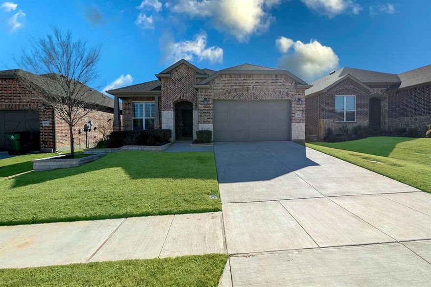 This home is in the Del Webb Community located in the north part of beautiful Trinity Falls. The home is less than 2 years old. It is a 2 Bedroom, 2 Bath home with a Den. It is a highly upgraded Martin Ray Floor Plan. The Kitchen has granite countertops, a beautiful 10 ft island, a Butlers Pantry, a walk in Storage Pantry, the gourmet Kitchen package and under counter lighting. The floors are luxury vinyl plank throughout. We added recessed lighting in the living room, MBR and Den. There are tray ceilings in the Living Room and Master Bedroom. The interior paint is upgraded to 2 tone, white ceilings and light gray walls. Upgraded ceiling fans in the bedrooms, den, and living room. The Master Bedroom has a huge walk-in closet, the Master Bath has a 9.5 foot walk in glam shower, 2 sinks, and a separate toilet room. The guest bath with a full shower. We extended the patio in the back and added a gas stub for a gas grill. There are Plantation Shutters throughout the house. There are 2 upper cabinets in the Laundry Room. The garage has an added 15.5' x 6.5' space at the front for storage, a workbench or hobby space; also extra outlets were installed in the garage when the house was built. This is a Smart Home including: Schlage Smart Door Lock, Ring Doorbell, Smart Thermostat, Smart Garage Door Opener, The yard has automatic sprinklers. We also installed a top of the line Water Softener and Reverse Osmosis Water filter.
