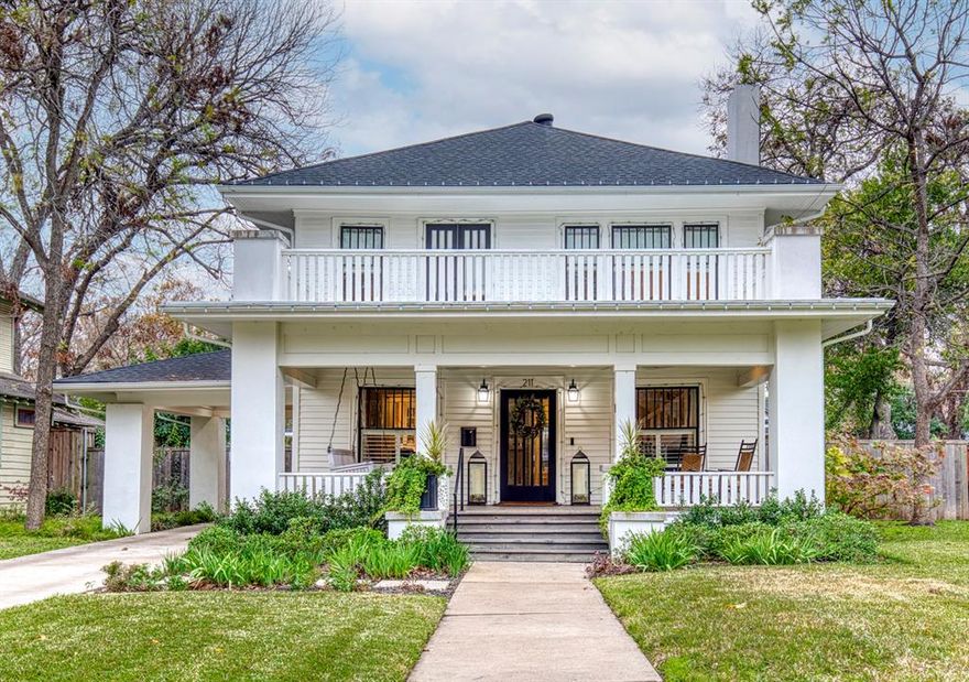 Goldilocks would say this home is just right. Proudly sitting on an oversized-lot on one of the most desirable blocks in North Oak Cliff, this Winnetka Heights stunner has it all. Taken to the studs in 2019, this home won a Preservation Dallas award. There is nothing to do but move in and enjoy this quiet oasis in the city! The expansive front-porch welcomes you into a comfortable and thoughtfully designed first-floor. The kitchen is a dream with a tremendous island, Cambria quartz countertops, THOR appliances, a pot-filler, and undercabinet lighting. From the temperature controlled gas fireplace, the coffered ceilings, the hardwired sound, the walk-in custom pantry, the comfortable family room with built-in shelving, and screened-in porch, this downstairs will make anyone feel comfortable.  Upstairs is a heavenly primary retreat featuring dual panda granite vanities, a Carrera marble shower with bench, freestanding tub, and generous walk-in closet. Two more large bedrooms, a comfortable bathroom, and swoon-worthy, storage-filled laundry room. The best part is the beautiful oversized lot this home sits on. A heated pool and spa, two-car garage with a studio-suite, full bath, and wood-burning outdoor fireplace are all beautifully framed by mature, thoughtful landscaping. Don’t miss the most peaceful retreat in the middle of the city!