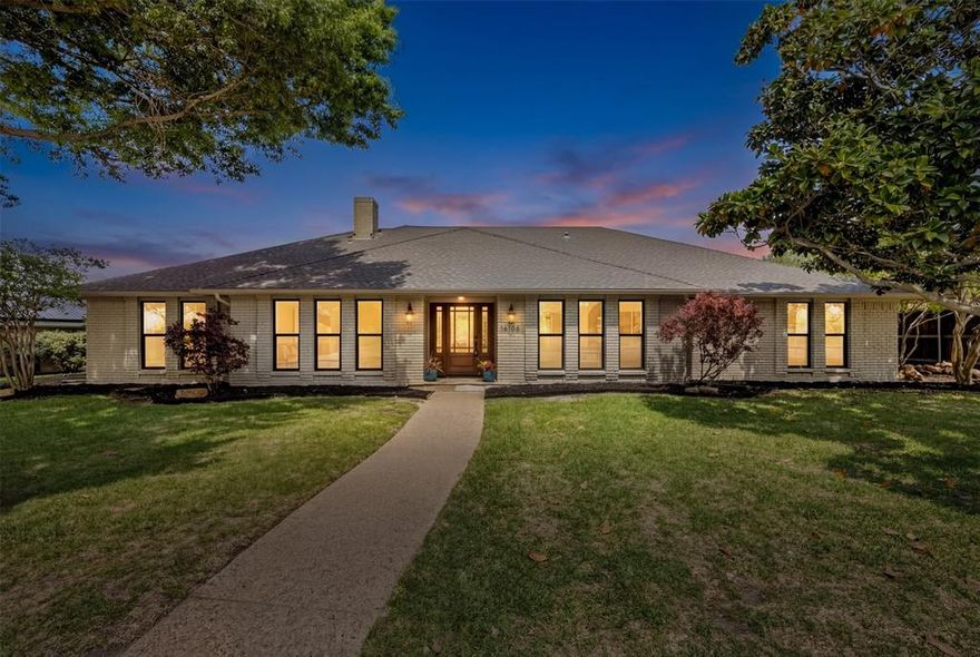 Fully renovated with fresh ownership in mind, this blends timeless character with thoughtful modern updates in a prime Dallas location across from Salado Park. Set on a one-third acre lot, the home offers a rare combination of old school charm with modern conveniences in the sought-after Richardson ISD, feeding Bowie Elementary and JJ Pearce HS. Step inside to a bright, open layout where engineered hardwood floors run throughout the living spaces, anchored by original wood beams that bring warmth and architectural charm. The living, dining, and kitchen areas flow together, creating an ideal setting for everyday entertaining. Large sliding glass doors frame views of the backyard, pulling natural light into the heart of the home. The kitchen is both stylish and functional, featuring white oak cabinetry, quartz countertops, a large island with seating overhang, stainless steel appliances, and a Bosch dishwasher. Arched doorways and schoolhouse lighting add character while keeping the design clean and current. Tucked away for privacy, the primary suite sits on the opposite side of the home from the additional bedrooms, offering a split floor plan. This private retreat includes three closets and a spa-inspired ensuite with a soaking tub, separate shower, custom vanities, and quartz counters, all wrapped in a plaster finish. A versatile fifth bedroom with its own private entrance to the backyard and pool creates endless possibilities as a guest suite, game room, home office, or flex space. Out back, the fully renovated pool shines with new plaster and all new equipment, surrounded by a covered deck that makes outdoor living easy year-round. Additional highlights include new windows, a repaired foundation with a transferable warranty, and thoughtful design details throughout, including a plaster fireplace and arched entryways. This is a rare opportunity to own a beautifully reimagined, move-in ready home with character, space, and a standout location in North Dallas.