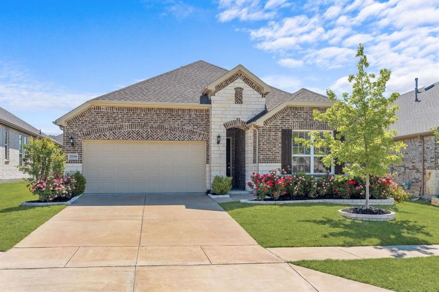 Welcome to this fantastic newer home in the highly sought-after Auburn Hills community! This well-maintained single-story home features 3 bedrooms, 2 bathrooms, and a 2-car garage with a HUGE storage area! The open-concept layout is perfect for everyday comfort and functionality. Two secondary bedrooms with a spacious full bathroom are located at the front of the home, offering privacy from the primary suite tucked away in the back. The inviting living area centers around a gorgeous kitchen with ample counter space, perfect for casual breakfasts and easy entertaining! A convenient study nook provides the ideal space for working from home or tackling homework. The primary suite is a true retreat, complete with a spa-like soaking tub, a large walk-in closet, and direct access to the oversized laundry room for added everyday convenience. Step outside to a large backyard with endless potential—perfect for pets, play, or designing your dream pool! A direct gas line makes outdoor grilling a breeze. Auburn Hills offers beautiful walking trails, parks, and resort-style amenities, plus the convenience of an on-site Prosper ISD elementary school. Located close to everything you need, including Baylor Scott & White, Costco, Kroger, shopping, dining, and more—this home truly has it all! Come see it for yourself and get ready to fall in love!