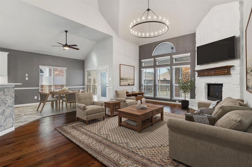 Incredible location just steps from George Bush Elementary AND a short walk to Club Inspiration! This spacious First Texas Home offers an ideal blend of comfort, function, and lifestyle in the heart of the community. The home welcomes you with a formal Living and Dining Room in front, along with a beautiful rounded staircase that makes a stunning architectural statement. Fresh NEW CARPET throughout adds a clean, updated feel to the entire home! A convenient butler’s pantry connects to the large walk-in pantry and the beautifully appointed Kitchen, featuring a center island, quartz countertops, dual ovens, gas cooktop, and an upgraded vent hood. Downstairs also includes a dedicated Office that can serve as a 6th Bedroom, offering flexible space for multigenerational living or work-from-home needs. The spacious Primary Suite features bay windows, a generous ensuite with separate tub and frameless shower, and dual vanities w granite countertops. The screened-in Enclosed Patio provides year-round enjoyment with shade, privacy, and protection from the elements. Upstairs, enjoy an oversized Game Room plus a true Media Room complete with wet bar, surround sound, and the included media seats and 75” TV. Large secondary Bedrooms provide plenty of space, with two of them sharing a convenient Jack-and-Jill bath. Enjoy garage epoxy flooring, tankless water heater, and whole house water filtration system! With its unbeatable location, thoughtful layout, and premium features, this home delivers everything today’s buyers are looking for. Located in the award-winning community of Inspiration along the shores of Lake Lavon, featuring multiple pools, lazy river, pickleball courts, playgrounds, dog parks, zip line, HOA events, and so much more!