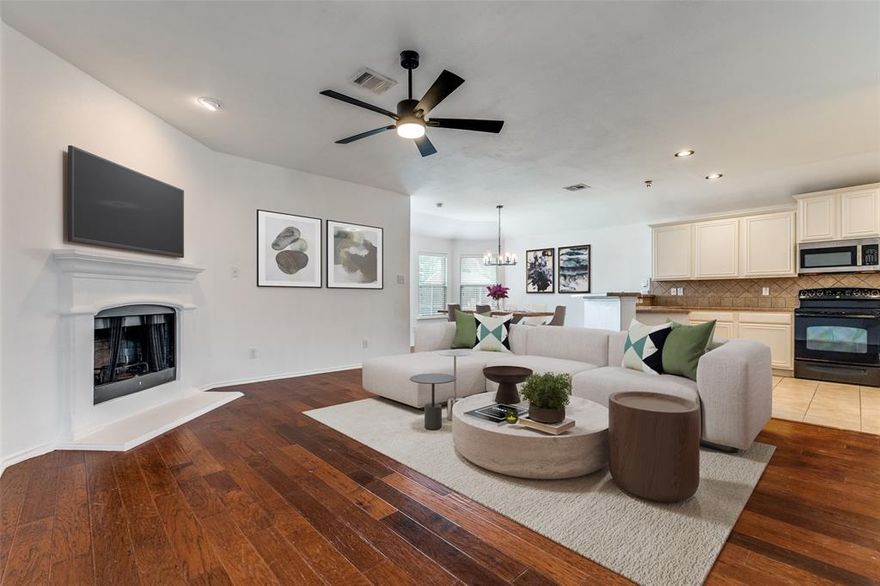 Welcome to this beautifully maintained single-story home in the heart of Glenbrooke Estates in Prosper. This 3-bedroom, 2-bathroom charmer offers a smart split-bedroom layout that balances privacy and functionality. Inviting curb appeal sets the tone, and inside you'll enjoy the open-concept living, kitchen, and dining spaces perfect for everyday living and entertaining. The spacious primary suite is tucked away at the back of the home, while two additional bedrooms and a full bath sit at the front, ideal for guests or a home office setup. Step outside to a generously sized backyard, ready for your personal touch, whether it's a garden, playscape, or outdoor lounge. Located in a vibrant community with a pool and green space, this home is also just minutes from Costco and H-E-B, giving you unbeatable access to shopping, dining, and daily essentials. With growth all around and easy access to everything Prosper has to offer, this move-in ready home is a must-see!