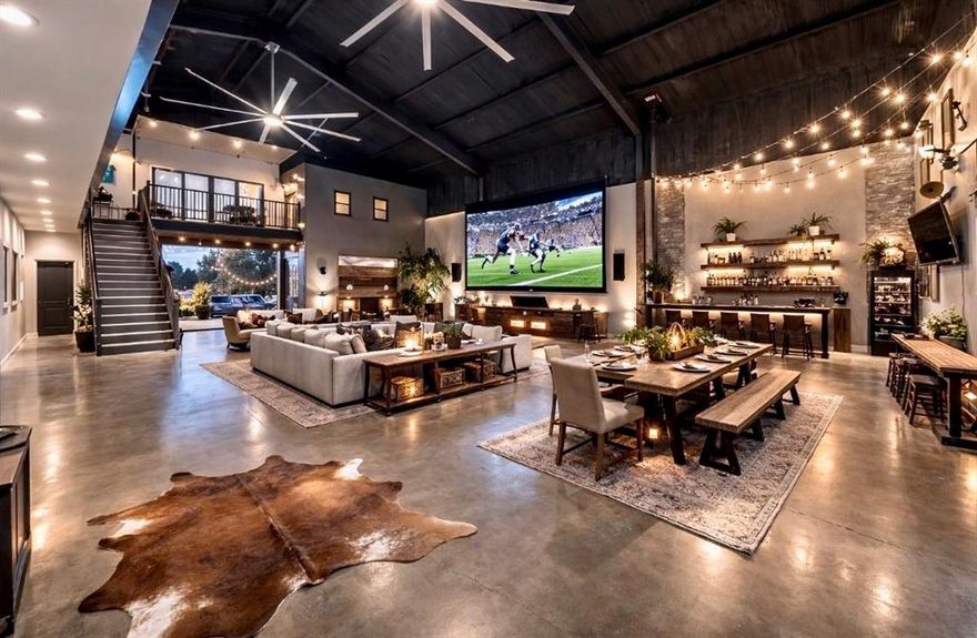 IMAGINE THE POSSIBLITIES! Nearly 10 acres. This incredible unrestricted country estate offers endless potential as a private residence, wedding venue, corporate retreat, church retreat, luxury garage or multi-use investment property. With no deed restrictions, you have the freedom to live, host, expand, or build exactly as you envision. The spacious barndominium features 6 bedrooms and 3 full baths, providing generous accommodations for large families, guests, or event hosting. The open-concept main level showcases a grand Great Room and Dining Area with soaring ceilings, creating an impressive setting for gatherings and celebrations. The bright, well-appointed kitchen is equipped with SS appliances and abundant workspace, ideal for everyday living or catering larger events. A private downstairs bedroom offers the perfect guest suite and the 2 downstairs oversized baths and laundry and storage rooms add everyday functionality.  Upstairs, you’ll find additional spacious bedrooms, and a full bath for additional guest accommodations. A custom metal staircase adds architectural character and modern appeal to the home’s design. Outdoors, the property truly shines as a private country oasis. An expansive deck overlooks the acreage, while the above-ground pool and hot tub provide the perfect place to relax and unwind. A peaceful pond, open pasture ready for livestock or recreation, private shooting range, and inviting fire pit area create endless opportunities for entertainment and enjoyment. The 2 extra metal buildings (1200 and 1120 sqft) offer space for animals, storage, or workspace, and additional garages, large enough to accommodate RV parking. The property has an RV hook up, a private well and public water available at the street. Whether you’re seeking a peaceful homestead, an event venue, a retreat space, or a rural investment, this versatile property delivers space, freedom, and unmatched potential. Schedule your private showing today.