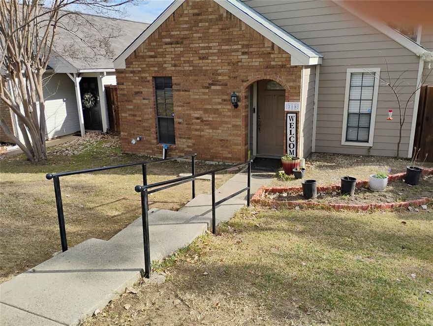 Don't miss this 2-bedroom 1 bath Garden Home convent to shopping and easy access to interstate 121 and 35.  Offering a great location for easy commuting. Desirable home for 1st time home buyer.  Large master bedroom with big master walk-in shower with frameless glass door.  Convent walk-in closet.  Also has a 2nd bedroom for visitors or family. Both bedrooms with new carpet.  Living room has cozy fireplace and a bar diving the kitchen. Open breakfast area. Washer and Dryer area off kitchen. Access to outdoor patio with cover roof approximant 10x12 for shade with a wood bench to relax. Great area for family cookouts. Yard and patio area has fig tree, peach tree etc. Walkway gate entry in front yard and private parking in back via alley. Property also has large storage shed. Home has water filter system that will also convey with purchase.  Some painting and trim TLC continuing.  BACK ON MARKET NO FAULT 0F PROPERTY? Curtains and curtain rods will not convey. NEW Roof installed April 2026.