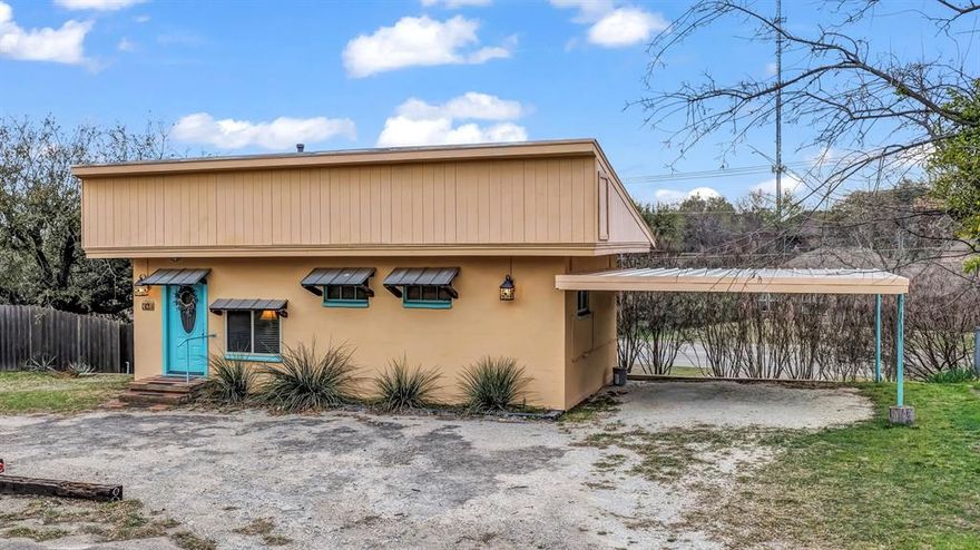 Affordable, unique and versatile property has you living just minutes from Weatherford College! This charming studio-style home is a great option for a college student, first-time homebuyer, or anyone looking for a simple, low-maintenance place to call home. The open-concept layout offers flexible living and sleeping,  space with recessed lighting, ceiling fans, and a functional kitchenette.  Located at 321 W Rentz, it is conveniently located near shopping, dining, and local amenities.  The property includes a covered carport for convenient parking. Mature trees and established landscaping add character. This property offers great potential for a variety of uses including full-time living, guest quarters, rental opportunity, or investment property. A rare find with unique character in the heart of Weatherford.