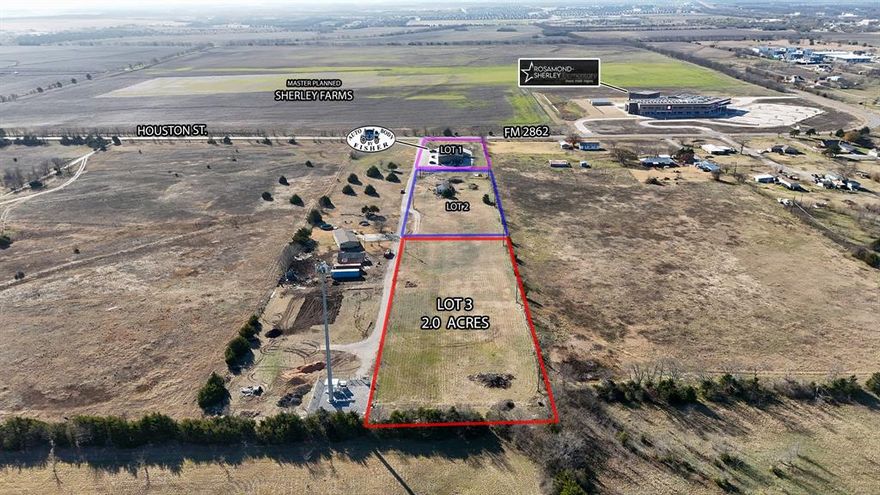 2-acre tract in Anna’s ETJ located in front of the new Shirley Farms development. This newly platted parcel offers a great opportunity for commercial or investment use in a rapidly growing area. Surrounded by new development and established businesses, the property provides strong visibility and long-term potential.