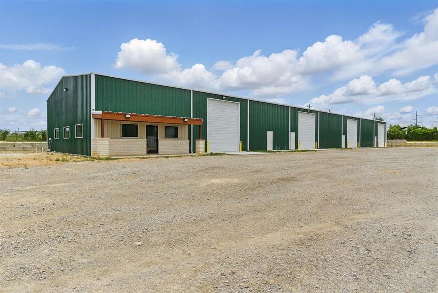 NEW OFFICE-WAREHOUSE FOR LEASE.  Completed in April 2025, this 10,000 s.f. of flex space is located just off I-20 in west Weatherford!  1,500 s.f. of office space with a reception, 4 offices, 2 overflow work areas, 2 ADA accessible restrooms, break room.  1,500 s.f. of mezzanine space with high weight capacity with stairs and 8' gate for forklift accessibility.  8,500 s.f. of warehouse space with 4 - 14x16 ground level manual OH doors. 4 pedestrian doors.  Plumbed for 3 restrooms in the warehouse.  3-phase power. Exterior hose bibs and GFCI plugs.  Open and closed cell foam insulation.  Property is on well and septic.  Another 10,000 s.f. flex-warehouse is available in the same complex.  Located outside city limits.