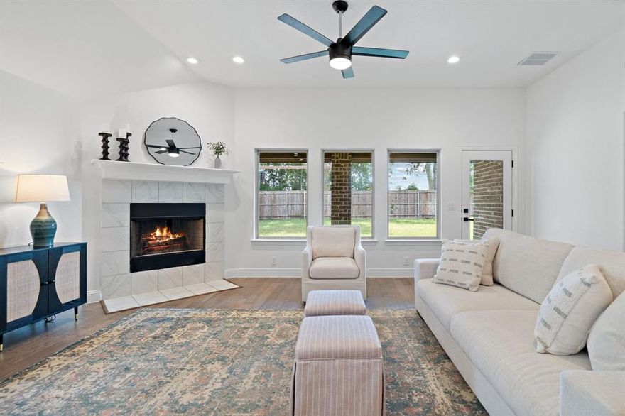 Ready to fall in love?
This beautifully updated 3-bed + flex room, 2-bath Impression Home is tucked inside North Creek, one of Melissa’s most loved communities — where top-rated Melissa ISD schools and resort-style amenities are just the beginning.
From the moment you walk in, the soaring ceilings, fresh 2025 designer paint, and open-concept layout make this home feel light, bright, and completely inviting. The living room flows right into the kitchen and dining space — perfect for family hangouts, hosting friends, or just keeping an eye on things while dinner’s on.
The kitchen is a dream: stainless steel appliances, custom lighting, and tons of counter space for all your cooking, charcuterie, and coffee bar needs.
Need a flex space? We’ve got that too. Use it as a home office, playroom, formal dining, craft zone — whatever fits your life.
The primary suite is your personal retreat, complete with a cozy window seat (reading nook anyone?), a huge walk-in closet, and a spa-like bath you’ll actually want to use.
Two more bedrooms are thoughtfully split for added privacy, and the hardwood floors throughout the main living areas pull it all together with warmth and style.
But the real magic? No neighbors behind you. Step onto your covered patio and soak in peaceful views of open fields and Texas sunsets.
And when you're ready to get out — you're just a short walk from the community pool, park, playgrounds, clubhouse, and miles of scenic trails.
Add in quick access to shopping, dining, and schools that everyone wants to be zoned to… and this home truly has it all.
This is more than move-in ready — it’s the lifestyle upgrade you’ve been waiting for.
Come see it for yourself!