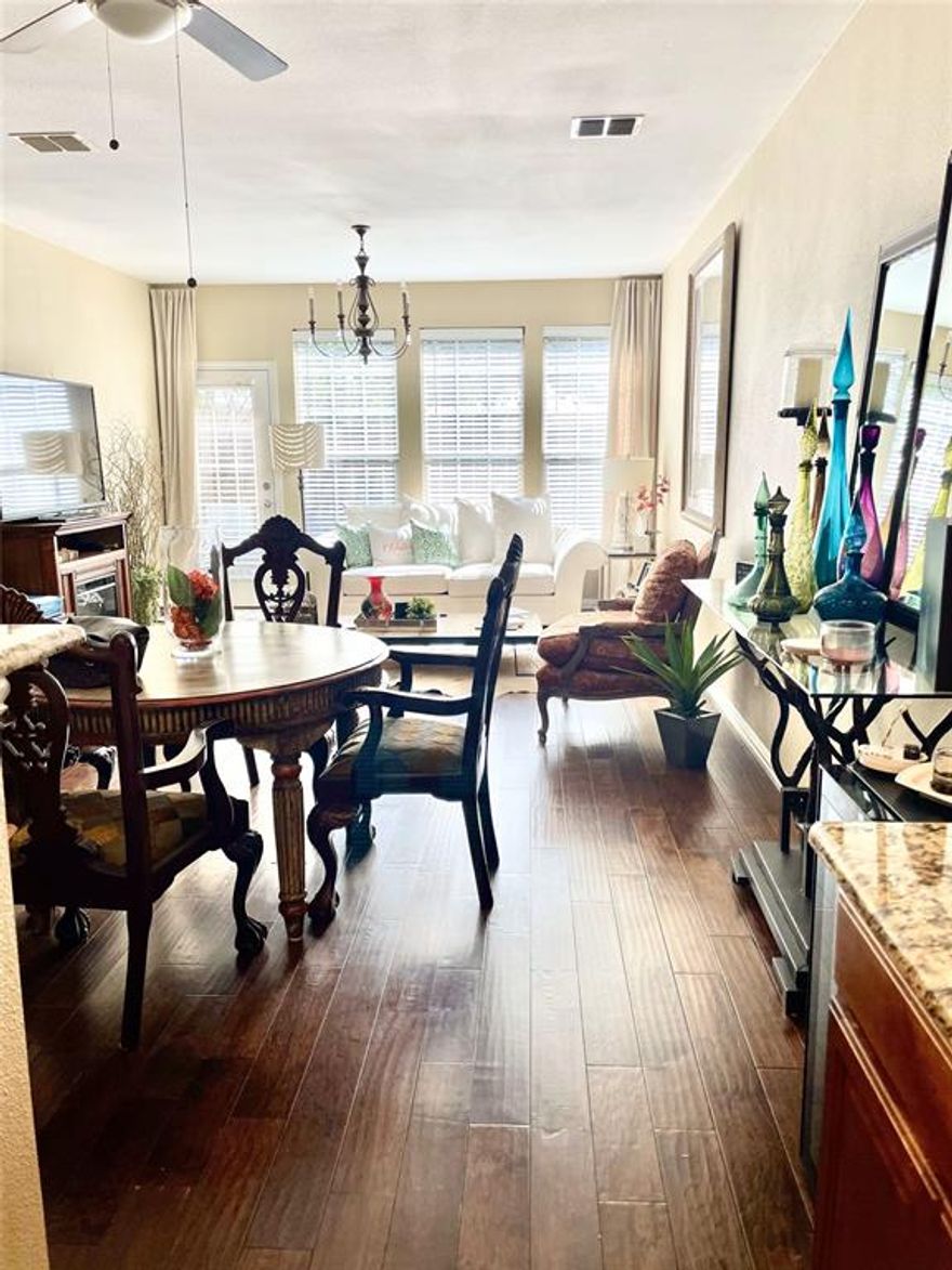 Beautiful town home has easy access to shops, highways, medical and restaurants. Neighbors are long term owners and friendly. All flooring, granite and paint updated July 2015. 1 Bedroom downstairs could also be a study or playroom. Upstairs, 1 bedroom has a reading nook & the landing is a great size for a computer station. Low maintenance backyard and patio. The community pool is well maintained, gracious in size and in walking distance.