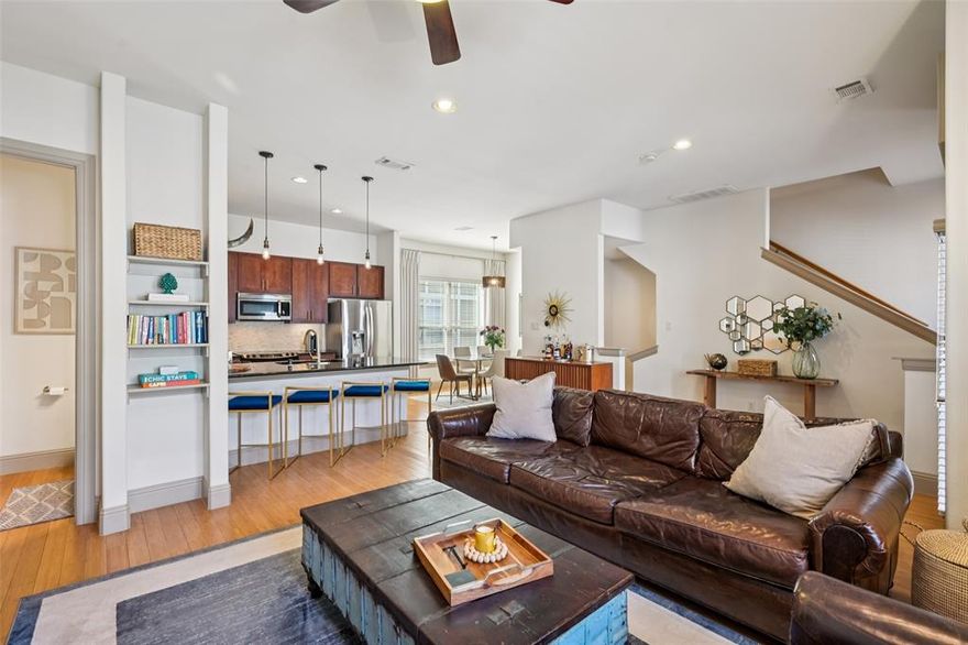 Love the energy of Lower Greenville and Henderson Avenue? 5916 Hudson St #8 offers unbeatable walkability to restaurants, nightlife, and local favorites while tucked away from the congestion and noise.

With 2 bedrooms, 2.5 baths, and 1,820 square feet, this thoughtfully designed home delivers exceptional flow for both everyday living and entertaining.

The first floor features a dedicated office space, ideal for working from home or a quiet retreat. The second level offers an open floor plan. Host formal dinners in the dining room, set up a game day buffet in the open concept living area, or gather outdoors on the private first floor patio. Ten-foot ceilings on the 2nd floor living level enhance the airy feel.

Upstairs, the oversized primary suite impresses with 10-foot tray ceilings, a well-appointed walk-in closet, and a private ensuite bath with oversized soaking tub separate from the shower. The generously sized guest bedroom also features its own ensuite bath and attached closet. Nine-foot ceilings on the bedroom level add to the sense of space and comfort.

Other features include: a utility room with sink, a Juliette balcony off the living room, a smart home Nest system and guest parking shared with the complex.

Enjoy low maintenance, lock and leave living with the added value of two new WiFi enabled, smart controlled HVAC units, all in an exceptional East Dallas location just blocks from Chuy’s and Cosmo’s  Lounge. Less than a half mile to John’s Café, HG Supply and Trader Joe’s.

A rare opportunity to enjoy vibrant city living with the privacy and comfort of home. Low HOA dues which cover: exterior insurance including roof, gates, landscaping, water, sewer, trash and more…