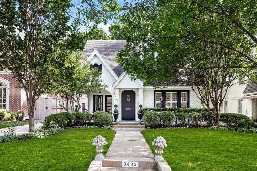 Nestled in the Fairway of University Park, this charming 2-story Tudor offers a perfect blend of elegance and comfort. Featuring 5 bedrooms and 4 baths, the property offers a unique opportunity in one of Dallas’ most coveted neighborhoods. Beautiful formal spaces incorporate the home’s original character with modern accents such as designer wallpaper. The thoughtfully designed kitchen, complete with a butler’s pantry and breakfast room, flows seamlessly into the den and opens to a cozy screened-in porch. From here, enjoy serene outdoor views of a brick patio and a magnificent 100-year-old Burr Oak, providing shade and beauty year-round. An oversized office, located on the main floor with a large closet and adjacent full bath offers flexibility as a fifth bedroom. Upstairs, the primary suite stands out with his-and-hers closets and a renovated bathroom with two sinks and a beautiful walk-in shower. Meticulously maintained and filled with character, this home invites you to live comfortably while appreciating its classic charm and unique features. Located just a few blocks from University Park Elementary and all the shops and dining that Snider Plaza has to offer.