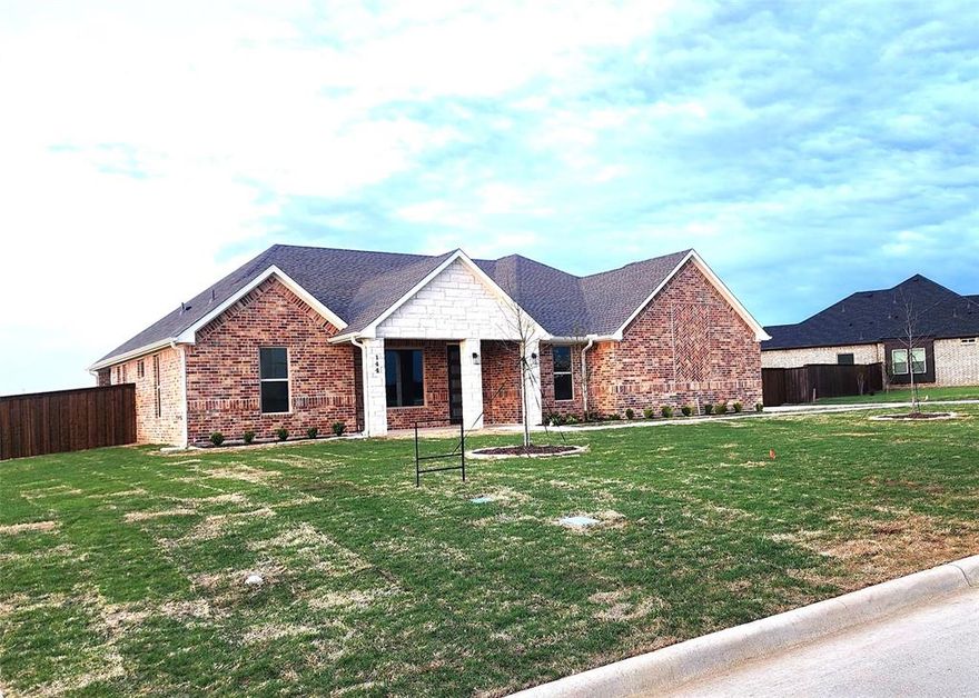 NEW CONSTRUCTION (2025 Built) ONE STORY LUXURY HOUSE on Half Acre Land in Highly Desirable, Prestigious, & Quiet Neighborhood at Lake Country Crossing in Pottsboro; just a couple minutes from Lake Texoma. Very attractive Open Floor Plan with 2 huge Living areas & 3 full size luxury Bathrooms. Fully upgraded luxury Home with 4 Bedrooms, plus 1 Media Room & 1 dedicated Office-Study Room with 100% solid wooden contemporary Doors. Decorative Interior & Exterior with modern & contemporary Lights, Recessed Lights, & stylish Fans. Master Suite along with an additional Mirror Closet in addition to a huge Walk in Closet. Stylish Master Bath including Garden Tub, Separate Modern & Luxury Panel System Shower, Mirror bi-fold linen closet, & the Beautiful Vanity with lighted Mirrors. A huge Kitchen area with a classy modern backsplash & an oversize separate attractive Pantry. Oversize Seating & Eating Island with built in Trash Can & Mega size Modern Sink. Contemporary Cabinets with beautiful Quartz Counter Tops in whole house. In oversize Patio, most desirable built in full size BBQ on a huge separate Stone Cabinet Island with 6 burners BBQ, attached built in Refrigerator, Trash Can & BBQ Sink, a separate second Fireplace & TV area. 100% Brick & Stone with 2 Cars Garage. Walking Closets in every room. A very large Back Yard like a Soccer Field. Tour the House & experience the difference!!