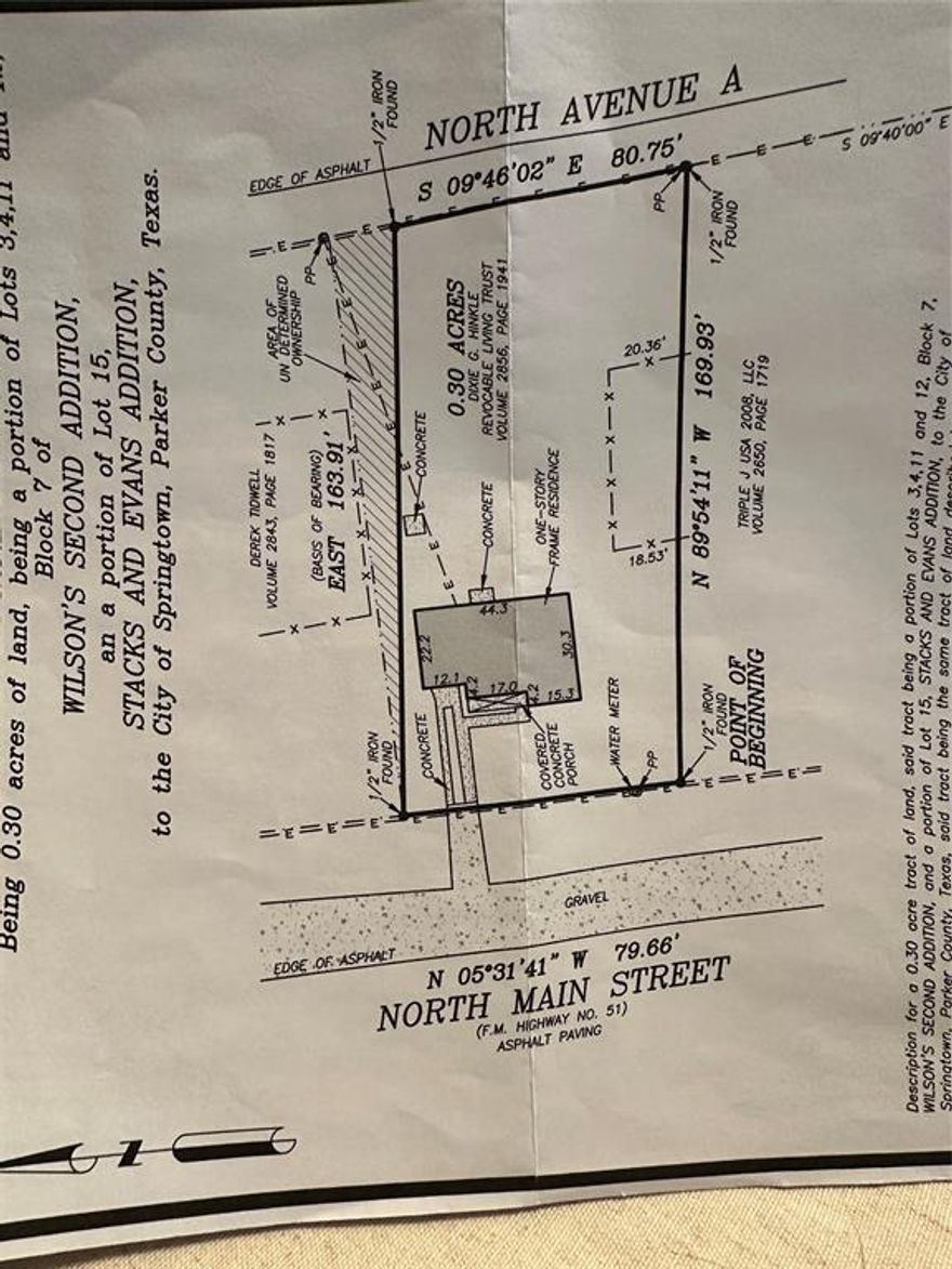 Don’t miss this .3 ac Property for your business.Property goes to Ave A in the back. Contact the City of Springtown for more information on zoning. 
It’s a 2-1-1 wood frame home with a metal roof. Lots of potential in this fast growing city.