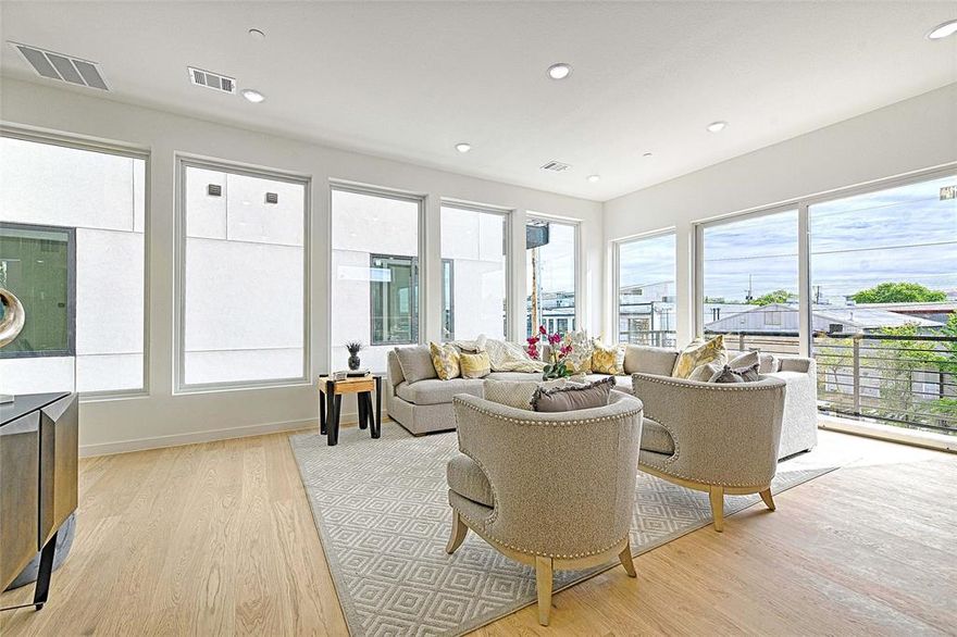 4-Story Town homes with Downtown Dallas & Trinity River Views Available NOW! Experience
elevated urban living in this stunning four-story town home offering breathtaking views of Downtown Dallas and the
Trinity River from your private balcony. Adjacent to the medical district (UT Southwestern, Children’s hospital,
Parkland). Thoughtfully designed with style and functionality in mind, this residence features 2 spacious bedrooms, 2.5
baths, and a private top-floor office, perfect for working from home or creating a quiet retreat. The office is right off of the patio that has breathtaking views. The open-concept living area is highlighted by 10-foot ceilings, rich hardwood floors throughout, and a chef-inspired kitchen equipped with
premium Thor® appliances. Natural light fills the home, creating a warm and inviting atmosphere across every level.
The primary suite offers soaring 10-foot ceilings and a luxurious spa-like bath featuring a giant walk-in wet area with a
combined soaking tub and walk-in shower. The guest bedroom boasts vaulted ceilings, providing both comfort and
architectural charm. Additional features include an automatic sprinkler system for peace of mind and a secured, gated
community with beautifully landscaped grounds, ambient lighting, and benches—ideal for relaxing outdoors. Located
just minutes from the Medical District, Love Field Airport, and Downtown Dallas, this home offers the perfect blend of
convenience, security, and modern luxury. Urban sophistication. Exceptional views. Unmatched location.