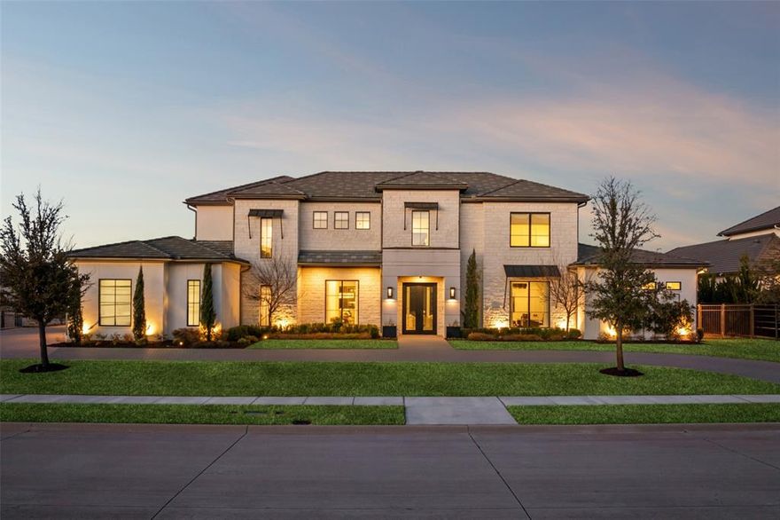 An incredible value and opportunity in the prestigious gated community of Wimberly Place. A true custom offering with unique privacy and quality construction throughout on a premier Twin Creeks golf course lot. This newer construction estate maximizes its footprint while leaving plenty of grass for entertaining and outdoor enjoyment. The home reflects today’s most desirable design trends and timeless appeal, blending transitional and modern accents. Enter through tall French iron doors into a light-filled interior where floor-to-ceiling glass showcases the resort-style pool and outdoor living areas, perfect for rest and relaxation. Chalky white museum-smooth walls and wide-plank white oak floors create a gallery-like backdrop for art and beautiful everyday living. The open kitchen, breakfast area, and family room connect seamlessly with a large bar, theater, and butler’s pantry- ideal for hosting or quiet nights in. The oversized primary suite offers a private retreat with spa-like ensuite bath and enormous closet, while a separate junior primary in-law suite sits on the opposite wing for privacy. Upstairs, a spacious lounge and game area connect to three well-appointed ensuite bedrooms, creating an ideal layout for modern living. Built with extraordinary attention to detail and structural integrity, the home includes over 100 piers, foam insulation, concrete tile roof, imported stone flooring, select white oak floors, Level 4 countertops, Wolf-SubZero appliances, built-in Miele coffee maker, two dishwashers, designer lighting, and tankless water heaters. Priced below recent sales and ready for immediate occupancy. An exceptional opportunity in highly regarded Allen ISD and the exclusive gated golf course community of Twin Creeks.