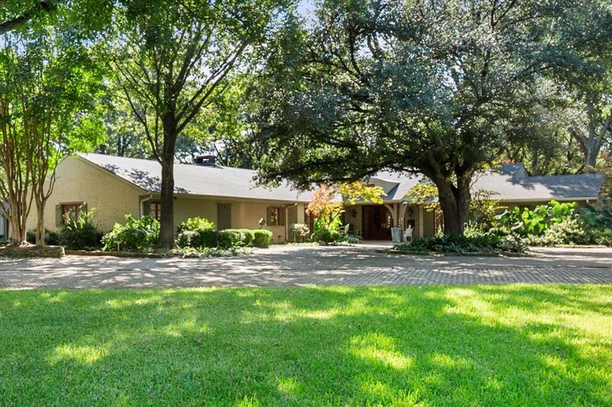 Nestled far back from the street on a peaceful 7.44-acre lot, this exceptional 4-bedroom, 3.1-bath estate offers privacy, space, and timeless character across 4,683 square feet of thoughtfully designed living space. A long driveway leads you to this quiet retreat, where mature trees, exterior accent lighting, and a serene setting create an impressive first impression. Inside, the home features two spacious living areas, each with its own fireplace, and two dining rooms perfect for both everyday living and entertaining. The large kitchen is a true centerpiece, offering abundant cabinetry, generous counter space, and a stunning butler’s pantry complete with a sink and coffee bar. Beautiful tile floors imported from England, rich wood flooring, decorative lighting, built-in cabinets, and extensive storage highlight the many updates and custom additions throughout the home. All bedrooms include walk-in closets and ensuite bathrooms, providing comfort and privacy for everyone. The expansive primary suite showcases soaring ceilings, enormous his-and-hers walk-in closets, and a luxurious ensuite bath with separate vanities, a jetted tub, and a separate shower. Bonus rooms add flexibility for a home office, gym, or hobby space. Unique architectural touches are found throughout, including stained glass windows, skylights, and striking tile ceilings that add warmth and character. This home is also wheelchair accessible with no stairs and wide doorways. Step outside to enjoy the peaceful covered back patio and deck overlooking a koi pond with a waterfall feature—an ideal space to relax and unwind. Additional highlights include a charming she shed, a heated and cooled 3-car garage, and a quiet neighborhood setting that truly feels like a private escape. As an added bonus, this property is only three years away from receiving an agricultural exemption. This home is one of a kind, you don't want to miss your opportunity to see it!