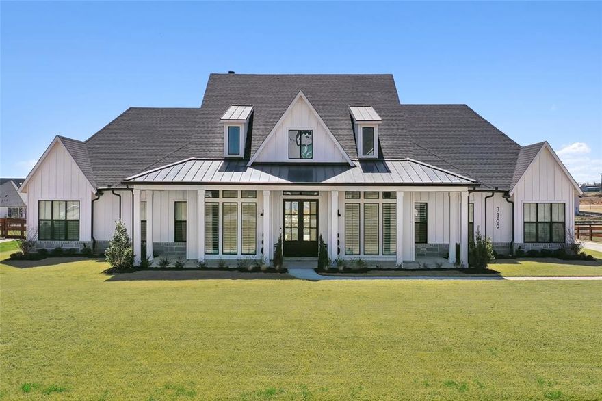 Welcome to your dream oasis! This stunning custom luxury home offers an impressive array of upgrades, designed with meticulous attention to detail and a modern, but yet still warm and inviting flair. Step inside to discover a spacious, well-thought-out layout that boasts wide open spaces and large windows, flooding each room with natural light. As you enter, you will be greeted by a grand, expansive living area, perfect for entertaining guests or enjoying quiet family moments. The gourmet kitchen features beautiful Cafe appliances, a gas range top and a double oven, custom cabinetry and lighting, and a generous island, that seamlessly flows into the dining area for effortless hosting. Just outside the oversized pantry, there is also a large butler's pantry that features extra counter space, a built-in icemaker and space for an extra refrigerator. For the ultimate in luxury, retreat to the opulent primary suite, complete with a lavish ensuite bathroom and spacious walk-in closet, large enough to live in! The additional bedrooms are thoughtfully designed, oversized and offer walk in closets and en-suite bathrooms. Step outside to your private paradise, where a sparkling pool and inviting spa await, creating the perfect setting for relaxation and outdoor gatherings. The pool features a stunning fire feature, upgraded lighting, and the option for heating or cooling the pool. The beautiful one-acre lot surrounds the pool area, and the oversized kitchen ready patio features an outdoor gas fireplace and a large seating area. In addition, should you every want to easily add an upstairs living area to the home, there is 763 square feet of unfinished upstairs attic space that has rough electrical and plumbing installed. With countless upgrades throughout, designer finishes, premium flooring, this luxurious residence is a true gem. Embrace the lifestyle you deserve in this exquisite home where elegance and comfort harmoniously blend. Don't miss your chance to make it yours!