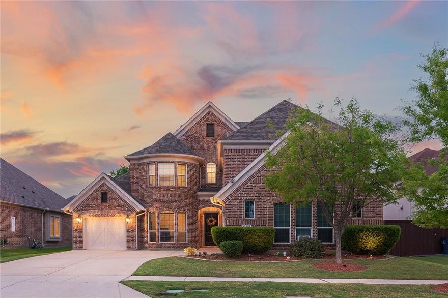 Welcome to this impeccably maintained and thoughtfully upgraded home in the gated community of Richwoods in Frisco. Offering an exceptional and versatile floor plan, this residence features 5 generously sized bedrooms, 4 full bathrooms, and 1 half bath, along with three expansive living spaces designed for comfort and entertaining. The open concept living area is filled with natural light and opens up to the kitchen, with granite countertops, gas cooktop, stainless steel appliances, a large center island, and a built in desk area, perfect for additional work from home space. Just off the entry, a dedicated private office with new carpet provides the perfect work from home setup. The primary suite is conveniently located on the main level and offers a beautifully updated ensuite bath featuring a new frameless glass shower. A secondary bedroom with its own full ensuite bath is also located downstairs, ideal for guests or multigenerational living. Upstairs, you’ll find spacious secondary bedrooms, along with a game room and media room, offering endless opportunities for entertainment. Enjoy the oversized covered patio with mature landscaping and an expansive backyard, perfect for relaxing or hosting gatherings. This home has been meticulously upgraded with high value improvements, including a new 4-ton American Standard and a 3-ton hybrid Trane HVAC system, new hot water heater, whole house surge protector, water filtration system, and an electric generator interlock with 50 amp exterior connection. Additional upgrades soft close cabinetry in the laundry room, energy efficient LED lighting throughout, and and a new impact resistant roof with upgraded gutters and drainage. Residents enjoy resort style amenities, including a pool, clubhouse, and a fully equipped fitness center. Ideally located near top rated Frisco ISD schools, shopping and dining, this home offers the perfect combination of luxury, functionality, and location.